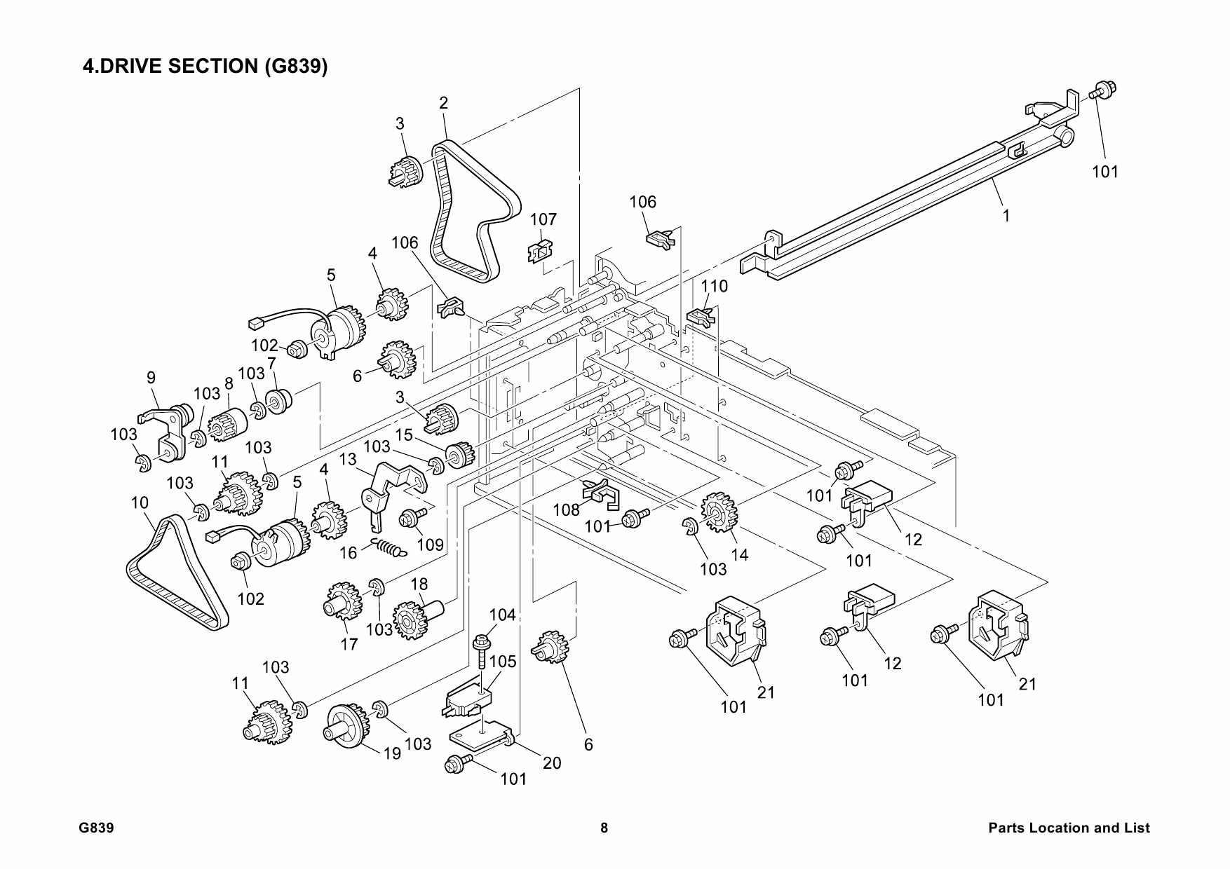 RICOH Options G839 PAPER-FEED-UNIT-PB-3020 Parts Catalog PDF download-5